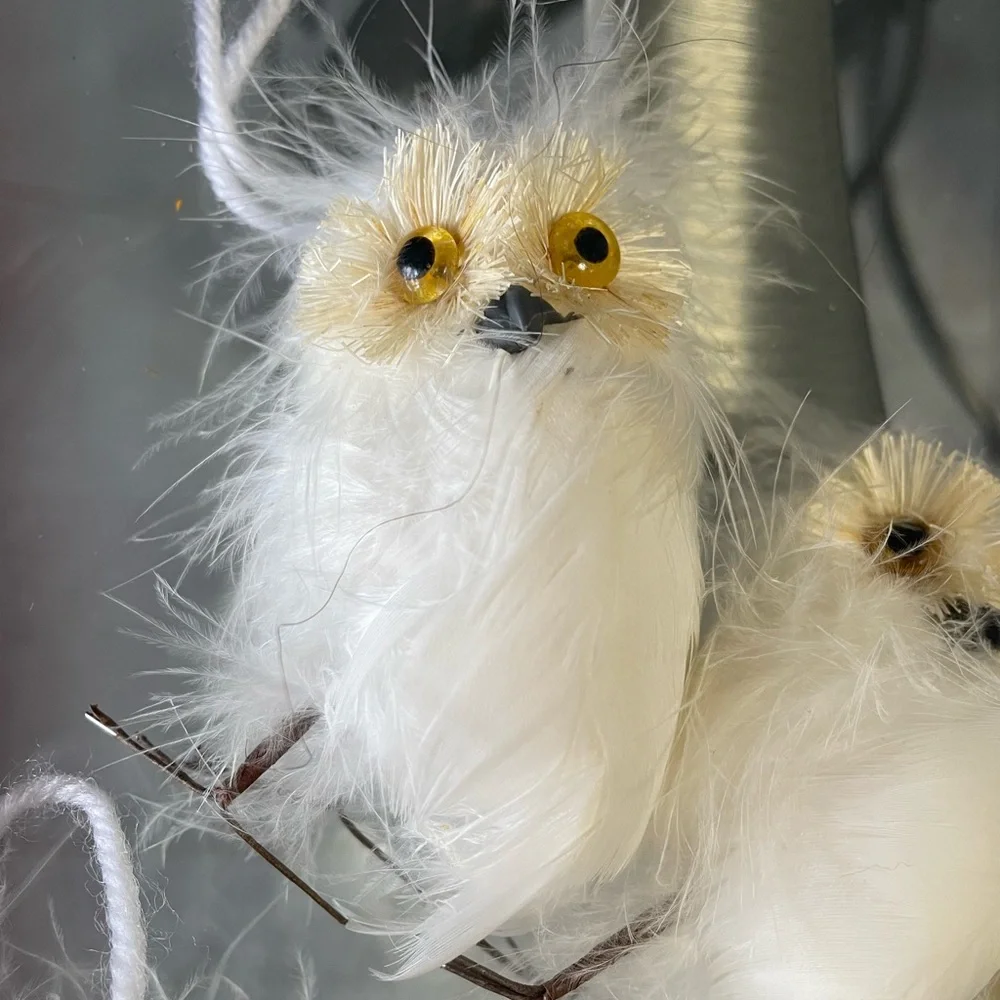 West Elm White Fluffy Owl Decorations